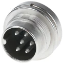 binder 6 Pole Straight Miniature DIN Plug, 5A, 250V, Screw, Panel Mount Male 09.0323.00.06