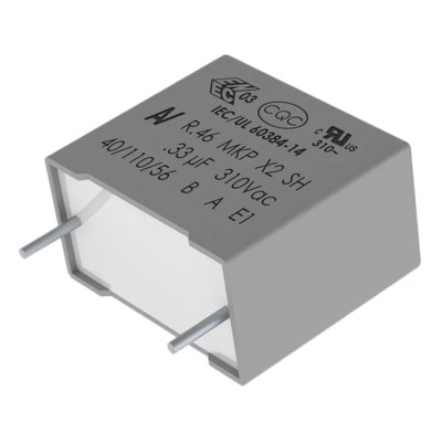 KEMET R46 Film Capacitor X2, ±10 % Tolerance, 470 nF Capacitance, 310 V dc / 310 V ac, Through Hole Mount R463R34705001K