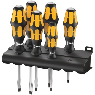 Wera Pozidriv Standard Screwdriver Set with 6 Pieces, Slotted and PZ Tips, Hex Bolster 05018287001