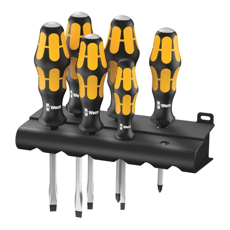 Wera Pozidriv Standard Screwdriver Set with 6 Pieces, Slotted and PZ Tips, Hex Bolster 05018287001