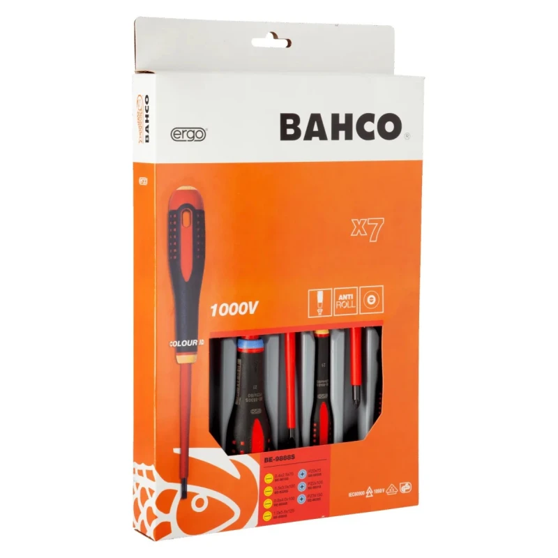 Bahco Insulated Pozidriv and Slotted Screwdriver Set 7-Piece BE-9888S