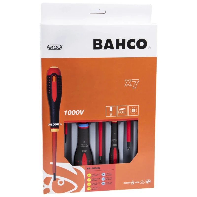 Bahco Insulated Pozidriv and Slotted Screwdriver Set 7-Piece BE-9888S