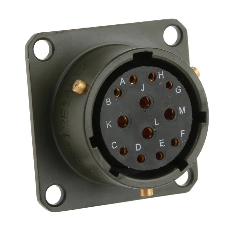 Amphenol Limited MIL Spec Circular Connector Brass Straight 12 Way Box Mount Female Contacts Olive Shell 62GB-12E14-12SN