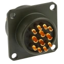 Amphenol Limited MIL Spec Circular Connector Brass Straight 12 Way Box Mount Female Contacts Olive Shell 62GB-12E14-12SN