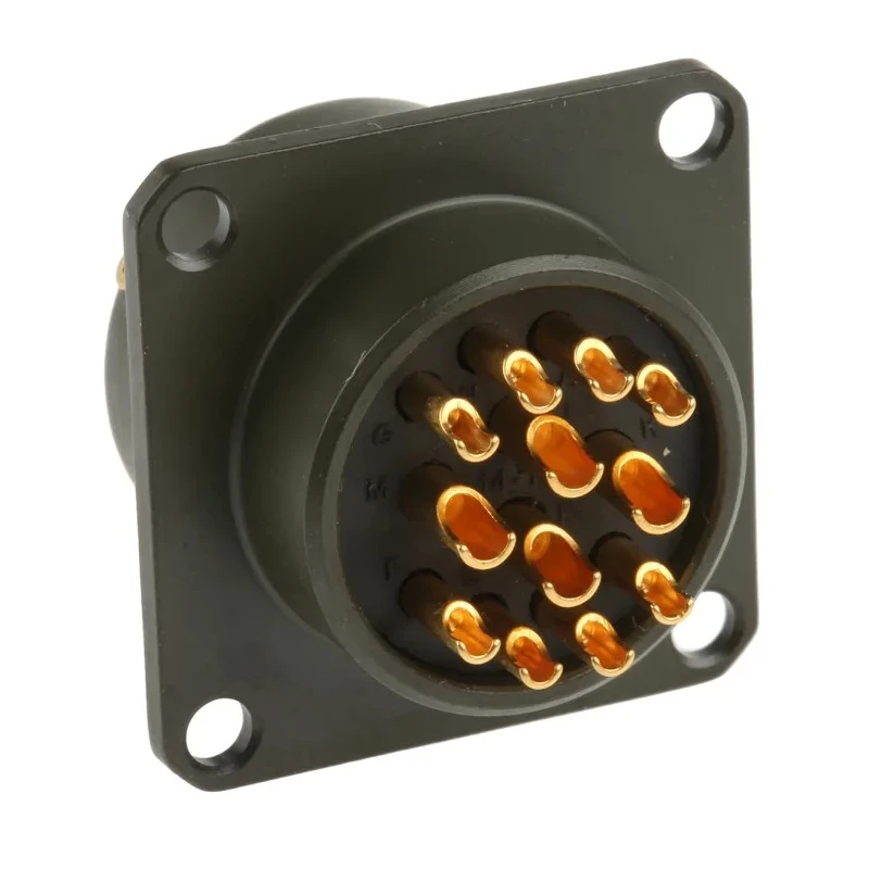 Amphenol Limited MIL Spec Circular Connector Brass Straight 12 Way Box Mount Female Contacts Olive Shell 62GB-12E14-12SN