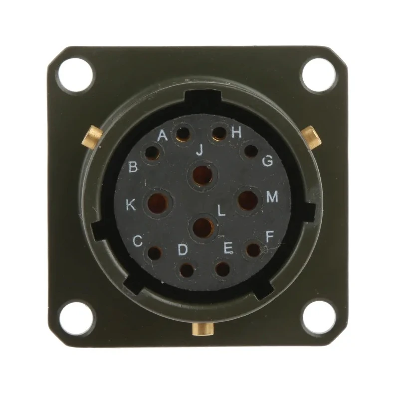Amphenol Limited MIL Spec Circular Connector Brass Straight 12 Way Box Mount Female Contacts Olive Shell 62GB-12E14-12SN