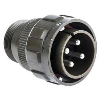 Amphenol Limited MIL Spec Circular Connector Brass Straight 4 Way Cable Connector 500V, 46A, Shell Size 97B-3106A-22-22P-HD