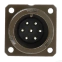 Amphenol Limited MIL Spec Circular Connector 7 Contacts 13A 500V AC Brass Straight Wall Mount Olive Drab 97B-3100A-16S-1P