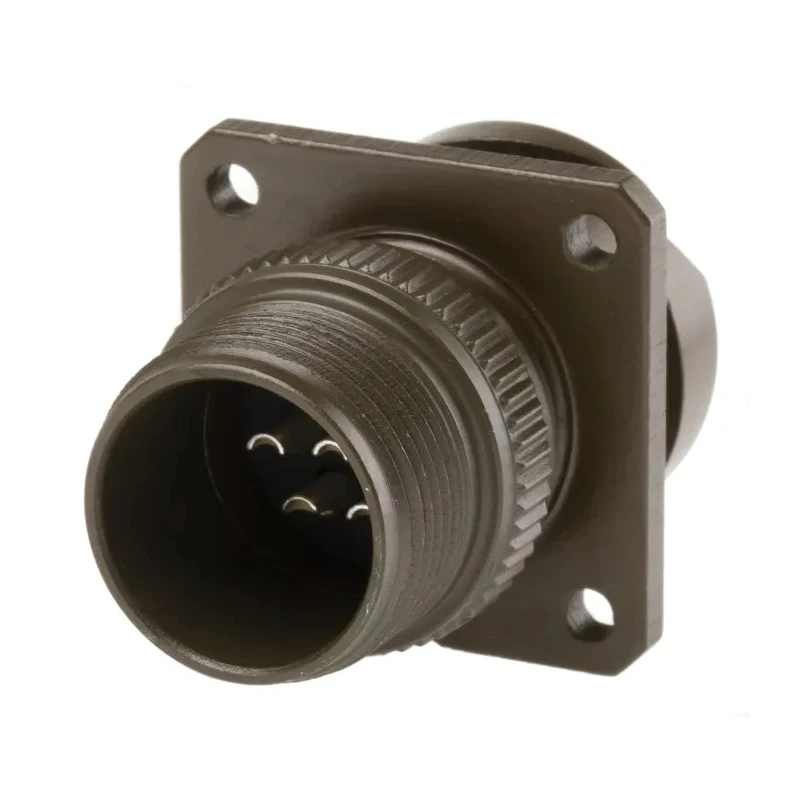 Amphenol Limited MIL Spec Circular Connector 7 Contacts 13A 500V AC Brass Straight Wall Mount Olive Drab 97B-3100A-16S-1P