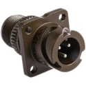 Amphenol Limited Mil Spec Circular Connector 3 Contacts Brass Silver Plated Male Contacts Wall Mount Olive 97B-3100A-10SL-3P