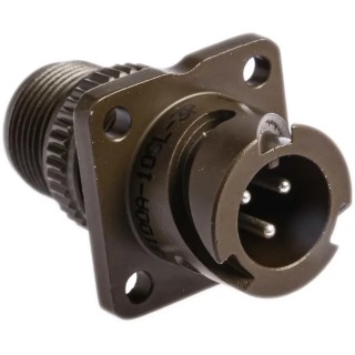 Amphenol Limited Mil Spec Circular Connector 3 Contacts Brass Silver Plated Male Contacts Wall Mount Olive 97B-3100A-10SL-3P