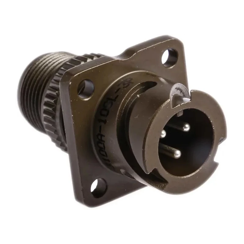 Amphenol Limited Mil Spec Circular Connector 3 Contacts Brass Silver Plated Male Contacts Wall Mount Olive 97B-3100A-10SL-3P