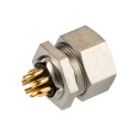 binder Circular Connector 7 Contacts Panel Mount Socket Female M9 125V 1A Brass IP40 711 Series 09-0478-00-07