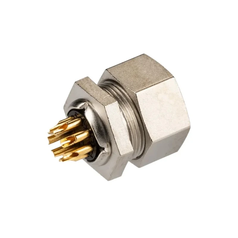 binder Circular Connector 7 Contacts Panel Mount Socket Female M9 125V 1A Brass IP40 711 Series 09-0478-00-07