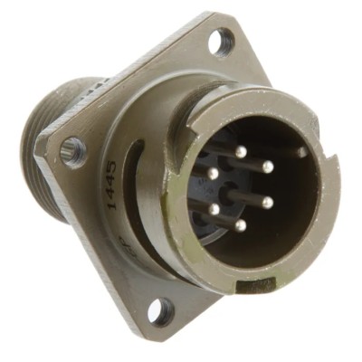 Amphenol Limited MIL Spec Brass Straight 6 Way Wall Mount Circular Connector 200V AC 13A Bayonet Mount 97B-3100A-14S-6P