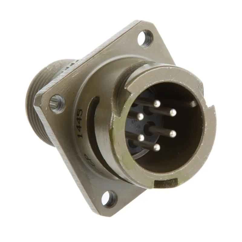 Amphenol Limited MIL Spec Brass Straight 6 Way Wall Mount Circular Connector 200V AC 13A Bayonet Mount 97B-3100A-14S-6P