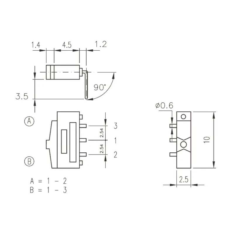 EOZ SIP Slide Switch, Actuator Type Slide, SPST, France Origin 09.10201.02