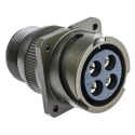 Amphenol Limited MIL Spec Circular Connector 4 Contacts Female 46A 500V AC Brass Straight 4 Way Wall Mount 97B-3100A-22-22S