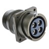 Amphenol Limited MIL Spec Circular Connector 4 Contacts Female 46A 500V AC Brass Straight 4 Way Wall Mount 97B-3100A-22-22S