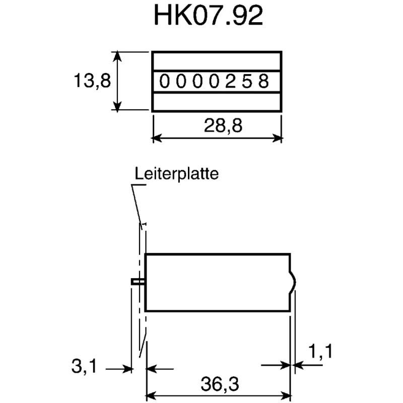 Kubler 7 Digit Counter AHK 07.00 Series Model 3.100.000.383, CE Certified, Digit Height 4mm