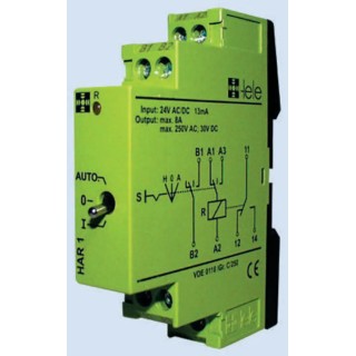 Tele OCTO Series DIN Rail Timer Relay, 1-Contact, 3-Function, 24 V dc 24V ac, 1 CO Switch Configuration HAR1 24VAC/DC