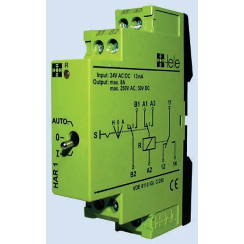 Tele OCTO Series DIN Rail Timer Relay, 1-Contact, 3-Function, 24 V dc 24V ac, 1 CO Switch Configuration HAR1 24VAC/DC