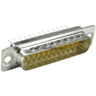 HARTING D-Sub 37 Way Straight Through Hole Metal Housing Male Connector 2.76 mm Pitch 1kV 7.5A 09670375654