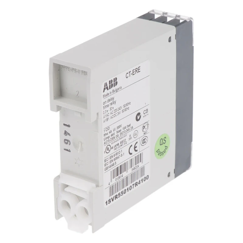 ABB 1SVR Series DIN Rail Timer Relay 1-Contact, 24 V dc 240V ac, 0.3 to 30 s, 1-Function, SPDT Switch 1SVR550107R4100