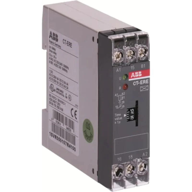 ABB 1SVR Series DIN Rail Timer Relay 1-Contact, 24 V dc 240V ac, 0.3 to 30 s, 1-Function, SPDT Switch 1SVR550107R4100