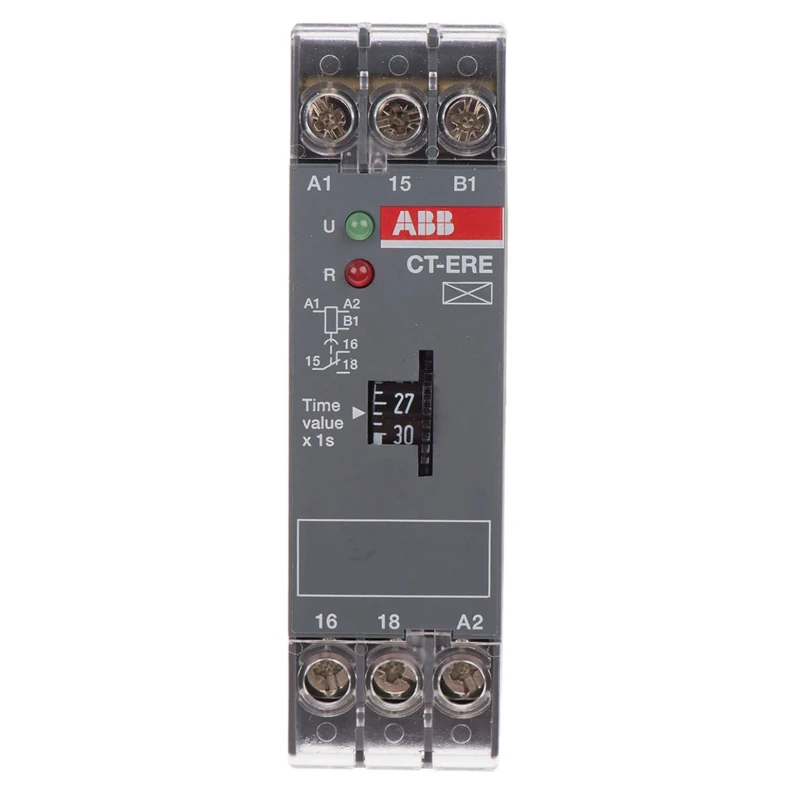 ABB 1SVR Series DIN Rail Timer Relay 1-Contact, 24 V dc 240V ac, 0.3 to 30 s, 1-Function, SPDT Switch 1SVR550107R4100