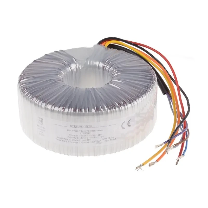 RS PRO Toroidal Transformer Dual Primary 2 x 115 V AC 2 x 24 V AC 2 Outputs 400 VA IEC 61558-2-6 117-6069