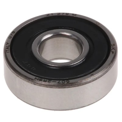 SKF Single Row Deep Groove Ball Bearing 7 mm ID 19 mm OD 6 mm Race Width Sheet Metal Cage Steel Balls Sealed 607-2RSH
