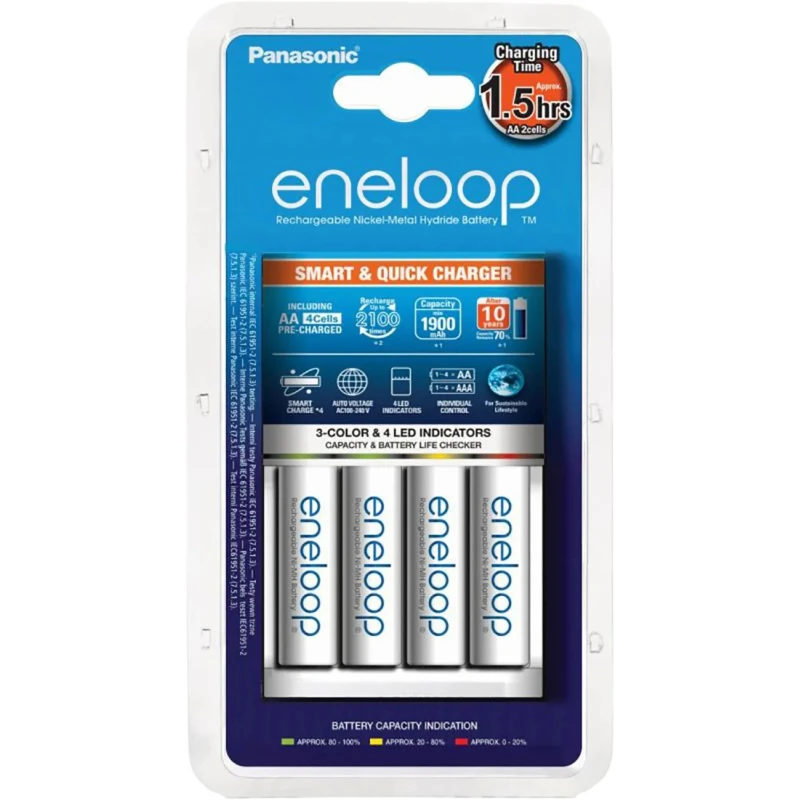 Eneloop Nickel-Metal Hydride Battery Charger for NiMH AA/AAA Batteries 3.2A EU Plug K-KJ55MCD40E