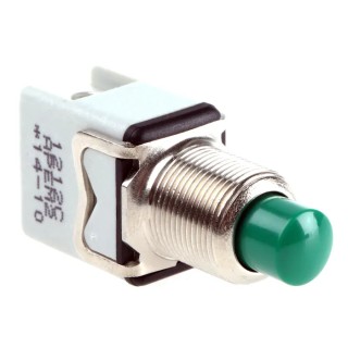 APEM 1200 Series Push Button Switch, Momentary, Panel Mount, 12.2 mm Cutout, SPST, 24 V dc 250 V ac 1212C GREEN