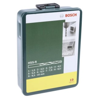 Bosch 19-Piece High Speed Steel Twist Drill Bit Set for Metal, 1 mm - 10 mm 2607019435