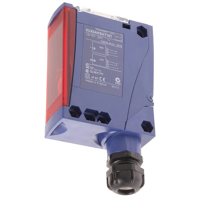 Telemecanique Sensors Through Beam Photoelectric Sensor Block Style Infrared 24V DC 100mA 40 m Detection Range XUX0AKSAT16T