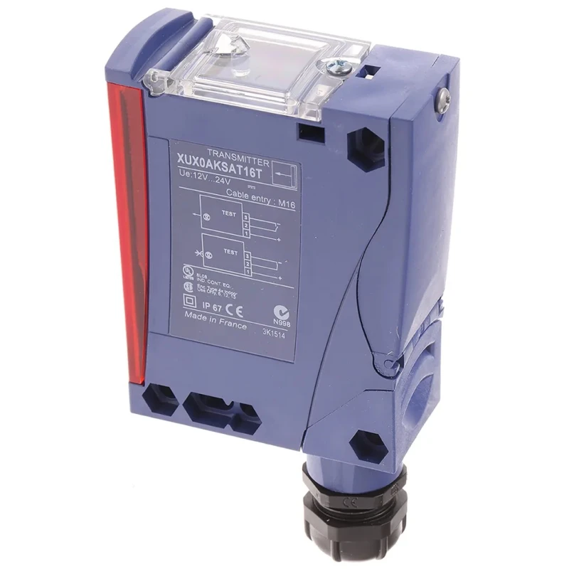 Telemecanique Sensors Through Beam Photoelectric Sensor Block Style Infrared 24V DC 100mA 40 m Detection Range XUX0AKSAT16T