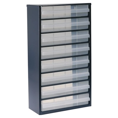 Raaco Steel Drawer Storage Unit 8 Drawers with Polypropylene Transparent Compartments Blue 552 mm x 306 mm x 150 mm 137416