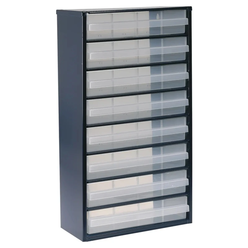 Raaco Steel Drawer Storage Unit 8 Drawers with Polypropylene Transparent Compartments Blue 552 mm x 306 mm x 150 mm 137416
