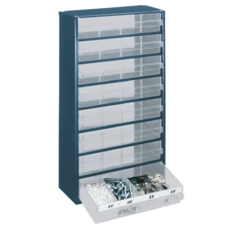 Raaco Steel Drawer Storage Unit 8 Drawers with Polypropylene Transparent Compartments Blue 552 mm x 306 mm x 150 mm 137416