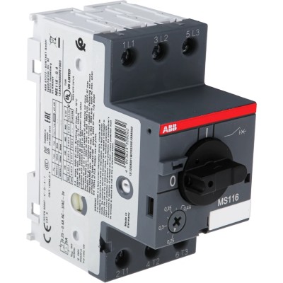 ABB Motor Protection Circuit Breaker MS116 400mA 600V, 3 Poles, IP20, Operating Temperature -25°C to 70°C MS116