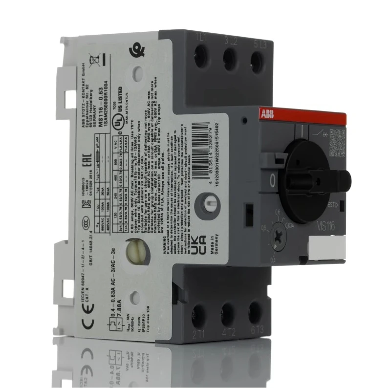ABB Motor Protection Circuit Breaker 630mA, 690V, 3 Pole, IP10/IP20, -25°C to 70°C MS116