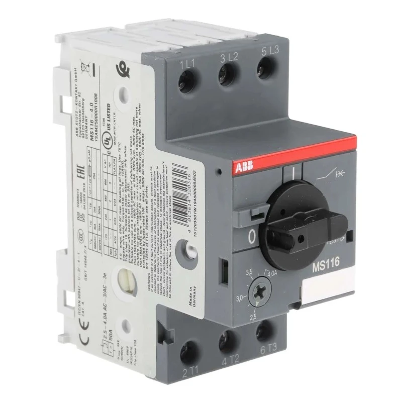 ABB 4A Motor Protection Circuit Breaker MS116 Series 690V, IP10 IP20, -25°C to 55°C MS116