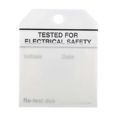 RS Pro Pre-Printed Tie Label Tested for Electrical Safety, 50 Per Pack, 70mm x 60mm 445-3672