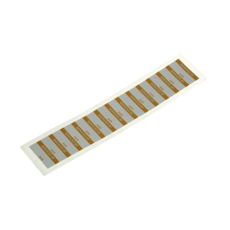 RS PRO Self-Adhesive Aluminium Foil Pre-Printed Adhesive Label 38mm x 15mm Orange Text SERVICED BY 140 Per Pack 445-3638