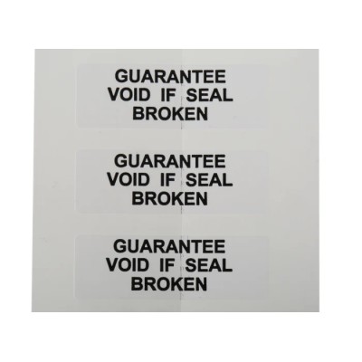 RS PRO Pre-Printed Adhesive Label Guarantee Void If Seal Broken, 38mm x 12.7mm, 180 Per Pack 445-3767