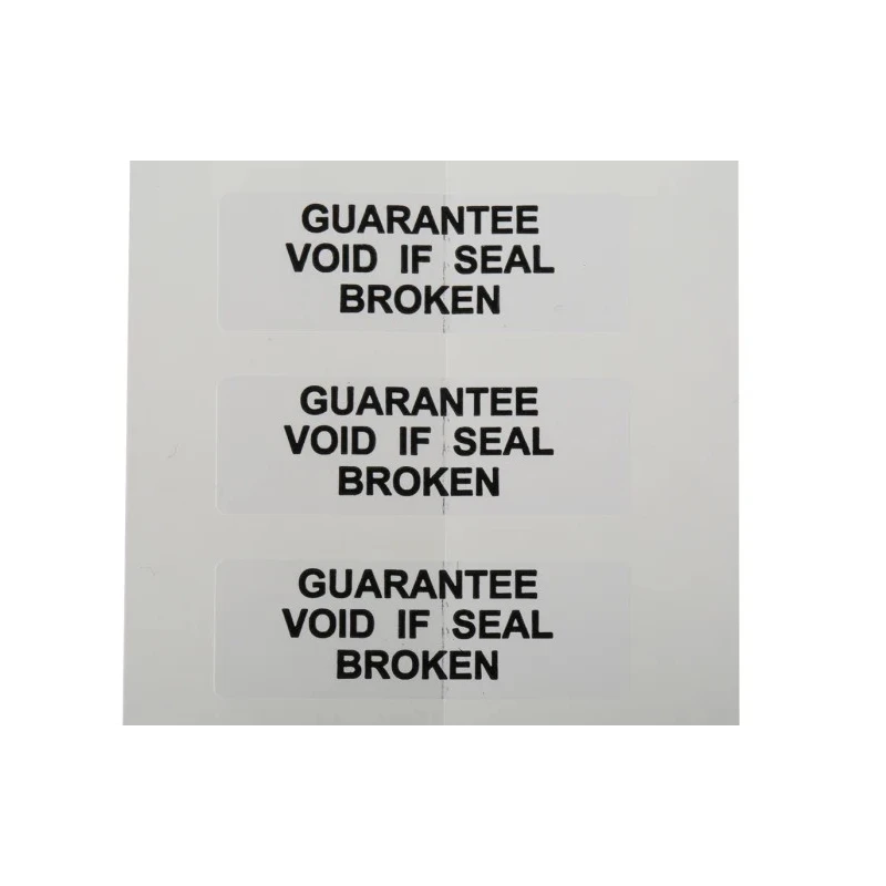 RS PRO Pre-Printed Adhesive Label Guarantee Void If Seal Broken, 38mm x 12.7mm, 180 Per Pack 445-3767