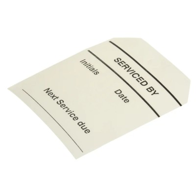 RS Pro Pre-Printed Tie Label with Text "SERVICED BY", White Background, Black Text, 70mm x 60mm, Quantity 50 Per 445-3694