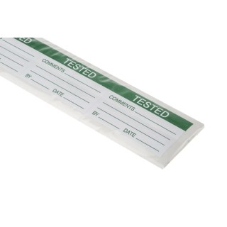 RS PRO Pre-Printed Adhesive Label Self-Adhesive Vinyl 70mm x 38mm Green Text Tested 445-4079