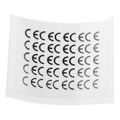 RS PRO Self-Adhesive Pre-Printed Vinyl Label 6.35x6.35 mm Black Text on White CE 500 Per Pack 445-4114
